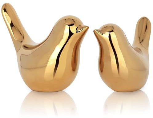 XMGZQ 2 Pcs Gold Decor Accents,Small Animal Statues,Modern Home Decorative, Birds Sculpture, Ornaments for Shelf, Bookshelf, Coffee Table,Knick Knacks Home Decor for Shelves(Gold Bird)