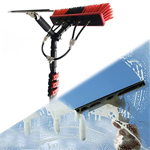 SANTUNK Solar Panel Reinigung Wasser Zugeführt Pol 3.6-10.8M Teleskop Pole w/Rakel für Fenster Reinigung Solar Panel Reiniger, Teleskopstange Wasserführend mit Bürste (3.6M)