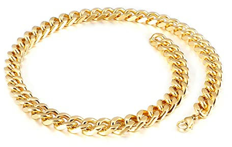 ANAZOZ Edelstahl Kette Frauen 65 cm, Halskette für Anhänger Männer Panzerkette 12mm Breit Gold