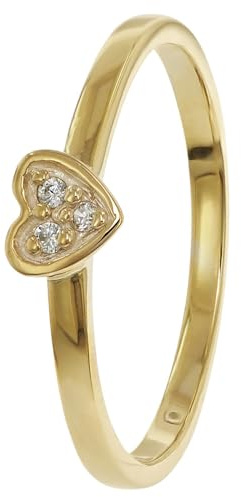 trendor Damenring Gold 333/8K Herz mit Zirkonias 41538 | wunderschöner Ring aus Echtgold für Frauen, zauberhafte Geschenkidee