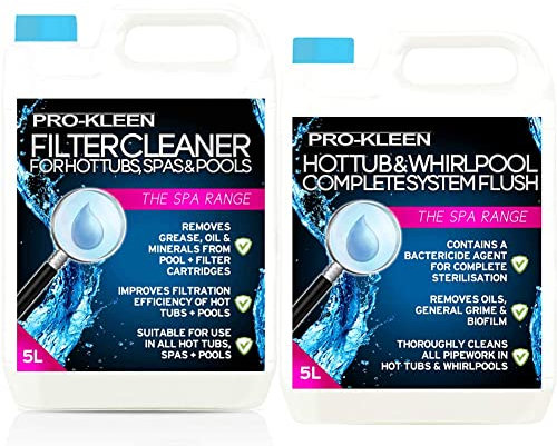Pro-Kleen MY1437 Hot Tub, Pool & Spa Filter Cartridge Cleaner 5L-10 Treatments-Improves Efficiency, Multi & Kleen Hot Tub & Whirlpool Complete System Flush Cleaner