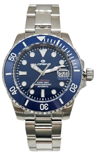Lorenz Sport Ceramic 21065BB - Orologio sportivo da uomo - Orologio automatico in acciaio con ghiera in ceramica - Subacqueo fino a 100 metri