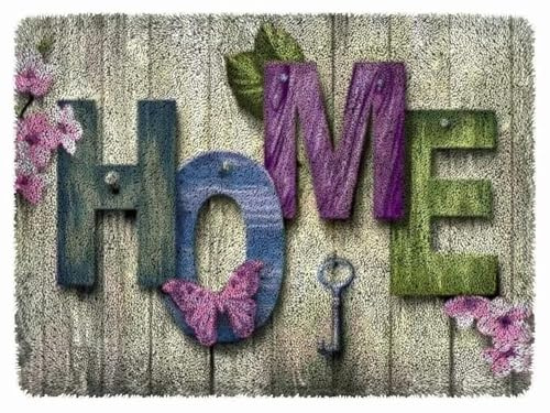 ROCKY&CHAO DIY Latch Hook Rug Kit for Kids & Adults - Cross Stitch Carpet Making Crochet Embroidery Needlework Crafts - Home Decor Project - 60X42CM - Home