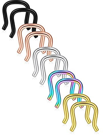Nasenpiercing Chirurgenstahl Ring, Septum Piercing Männer mit Mehrfarbig U form 10Pcs Piercingschmuck Geschenk für Frauen Männer