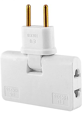 CABLEPELADO Adaptador Enchufe Plano de Toma de Pared Múltiple Con 3 Salidas, Giratorio 180º, 250 V Toma Tierra 10A, Blanco