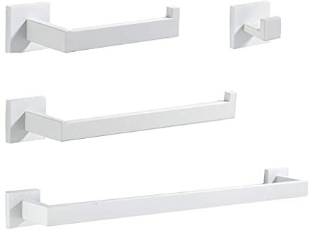 NATWEE Weißes 4-teiliges Bad-Hardware-Zubehör-Set, Wand-Kleiderhaken, Toilettenpapierhalter, Handtuchhalter, Handtuchhalter It's so Kind of You