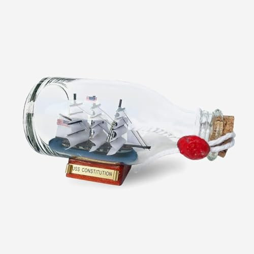 FLADO Sailboat in A Bottle, Ship Model Craft Ornaments, Small Ship in A Glass Bottle Home Building Decoration Gifts for Friends and Family (12 * 5.5 * 7.5 cm)