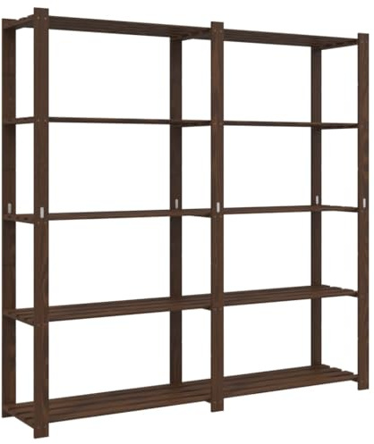 vidaXL Lagerregal mit 5 Böden Braun 170x38x170 cm Massivholz Kiefer