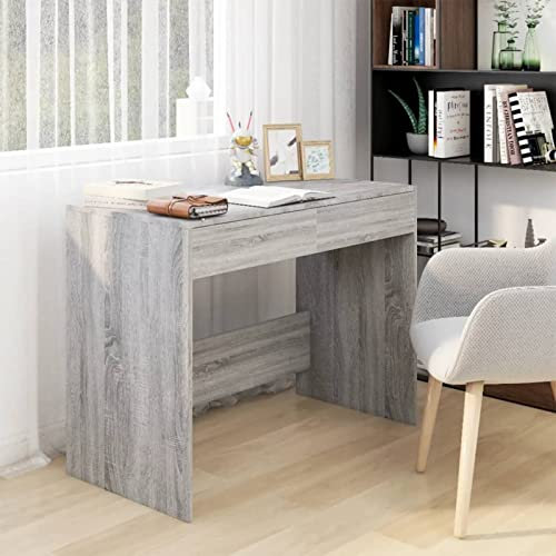 LAPOOH Schreibtisch Grau Sonoma 101x50x76,5 cm Holzwerkstoff, Gaming Tisch, Computertisch, Computer Desk, Office Table, Bürotisch, Arbeitstisch, Nähtisch, Pc Tisch