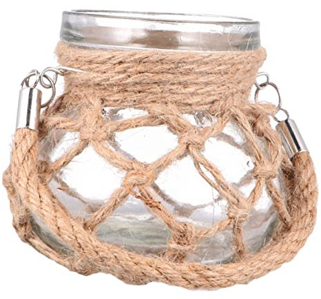OUNONA Raffinierte Seil-glasvase Retro Hydroponik Blumentopf Stilvoller Pflanzenbehälter Für Zuhause Und Büro Gourd-Design Mittlere Dekoratives Accessoire Für Verschiedene Blumen