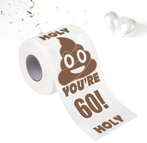 60th Birthday Gifts for Women Men, Funny Toilet Paper Happy Prank Toilet Roll, Gag Novelty Bday Present for Him, 60th Birthday Decorations for Friend, Bathroom Birthday Party, 3 Layers
