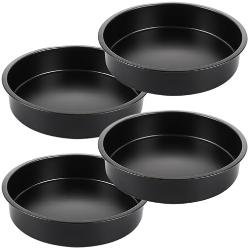 MEIDIV 4PCS 8 inch Cake Tin, 20cm Cake Tins for Baking, Carbon Steel Non-Stick Cake Pan, Round Cake Tin for Brownie, Cake, Pie