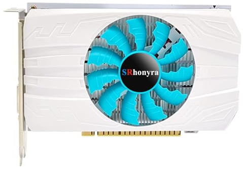 SRhonyra GTX 1050 Carte graphique GDDR5 128 bits 4 Go | Blanc, PCIe 3.0 x16, DisplayPort 1.4, HDMI 2.0, DVI-D, pleine hauteur