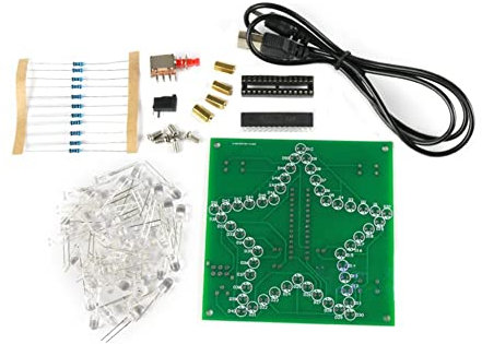 Bdghay Elektronik-Set für Heimwerker, Set mit Leiterplatte, bedruckt, mit Festzelt, LED-Blinklicht, Stern mit fünf bunten Zweigen, ohne Schutzhülle