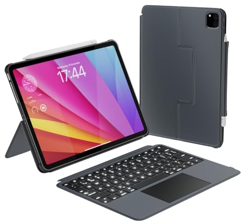 Macally Étui pour iPad Pro 11 M4 avec Clavier (2024 Gen 7) – Clavier rétroéclairé Amovible avec pavé Tactile, Support Multi-Vues, Porte-Stylet Apple – Étui avec Clavier pour iPad Pro 11