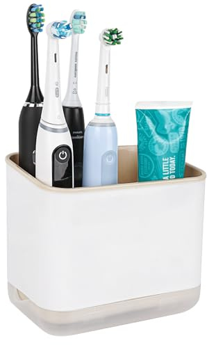 Linkidea Porta spazzolino elettrico per doccia, supporto per spazzolino da denti in plastica, organizer da tavolo a 3 scomparti per spazzolino elettrico, compatibile con Oral-B serie iO, Smart 1500,