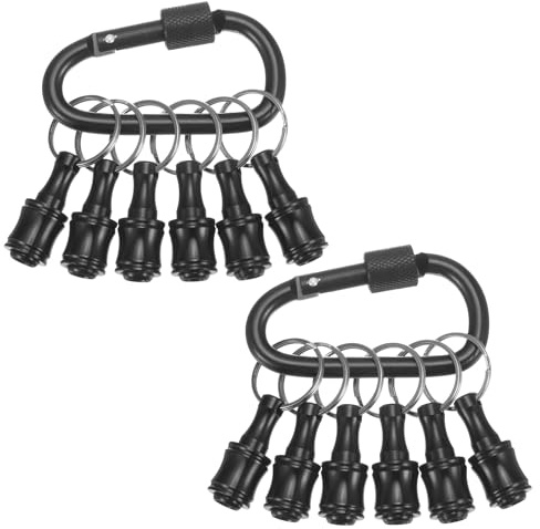 sourcing map 12PCS Keychain Aluminum Alloy Screwdriver Bits Holder Extension Bar Release Drill Screw Adapter Quick-Change Portable 1/4 in Hex Shank for Men Gadgets