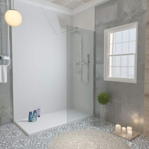 Glasplatte24 Walk in Dusche in Klar 100 x 195 cm, 8mm ESG Duschwand, Nano Glas Duschabtrennung