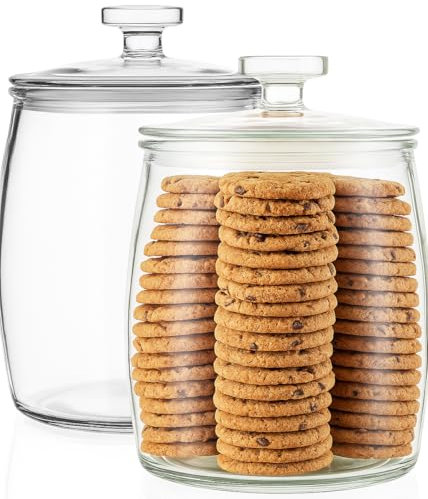 Tarros de galletas de vidrio de medio galón con tapas herméticas, recipientes grandes de almacenamiento de alimentos para despensa de cocina, golosinas para perros, harina, azúcar, galletas y dulces,
