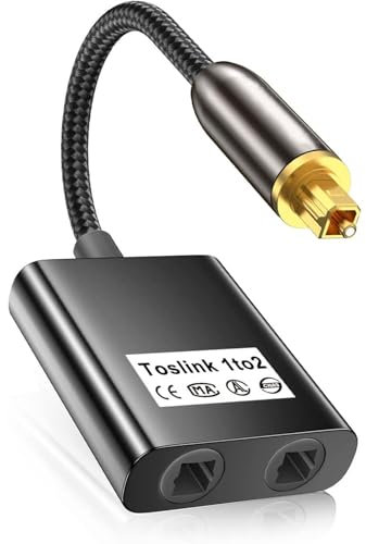 Toslink - Divisor óptico 1 en 2 salidas, divisor óptico de audio digital, cable óptico, distribuidor de audio óptico SPDIF, divisor de audio digital, adaptador para TV DVD y barra de sonido