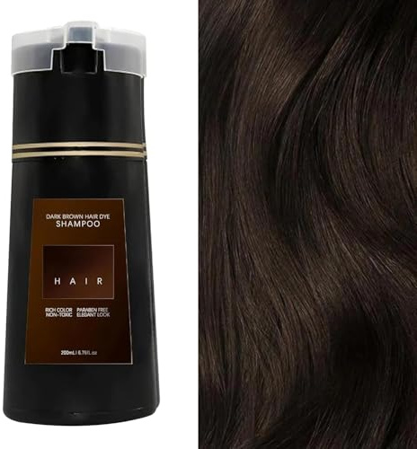 Hellbraun Haarfärbeshampoo für Graues Haar, Sofort Haarfarben Shampoo für Männer und Frauen, Botanical Formulation No Hair Damage No Bleach, 2in1(Dunkles Braun)