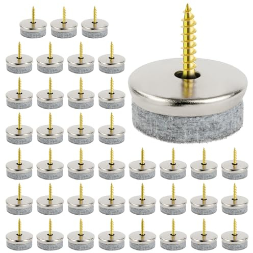 Flintronic Feltrini Sedie, 40 Pezzi Feltrini con vite, Feltrini Sedie 28 mm, Scivoli per Mobili Professionali, Piedini Protettivi per Mobili, il Rumore, per Mobili e Pavimenti (Grigio)