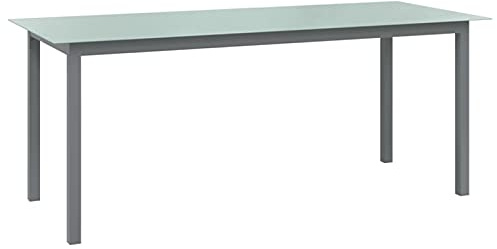 ShGaxin Gartentisch, Esstisch, Couchtisch, Balkontisch, Balkonmöbel Kleiner Balkon, Balkon Tisch, Beistelltisch, Hellgrau 190x90x74 cm Aluminium und Glas