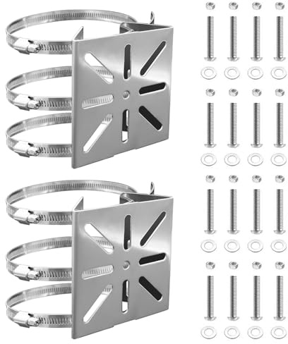 SJUNJIE Soporte Universal de Montaje en Poste Vertical para Cámara de Vigilancia - 2 Juegos en Acero Inoxidable para Mástil