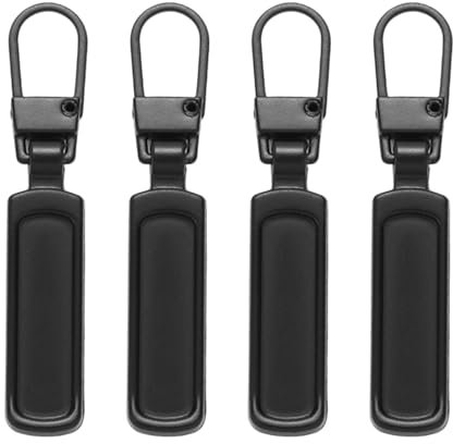 Reißverschluss Zipper, 4 Stück Ersatzteile Reißverschluss Zipper, Metall Zipper Pull, Abnehmbares Metall Zipper Pull, Reißverschluss Ersatz, für Geldbörse, Kleider, Jeans, Koffer, Gepäck Schwarz