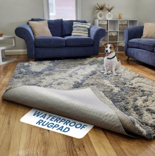 Waterproof Rug Pad, 2'6x8 ft (1/4 Medium) - Non-Slip Cushioned Pad for Area Floors - Washable, Pet-Friendly, Protects Floors from Spills and Accidents, Scratch-Resistant Rug Underlay