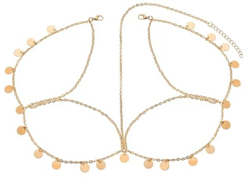 TSUOUKL Collier cheveux déesse dorée à paillettes style boho pour femmes et filles avec pompon