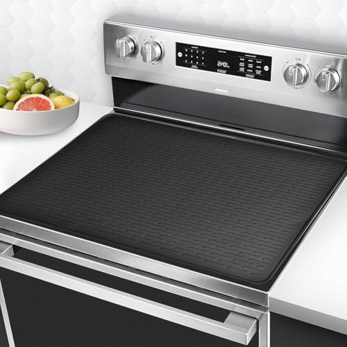 Copertura in silicone per stufa elettrica, resistente al calore, lavabile, tappetino protettivo per asciugare i piatti (nero)
