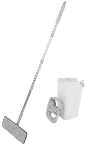 VALICLUD Trapeador Plano con Balde Blanco para Suelos De Baldosas Limpiador De Suelos y Paredes Mopa y Uso Doméstico