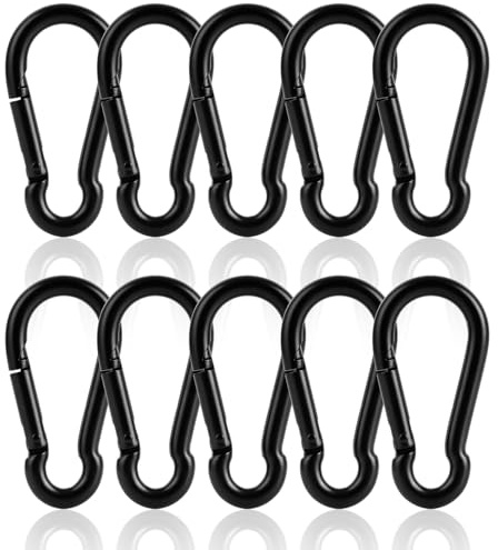 LOPYXBR Lot de 8 mousquetons en acier inoxydable M8 - 80 x 8 mm - Noir - Grand - Pour balançoire, camping ou slackline