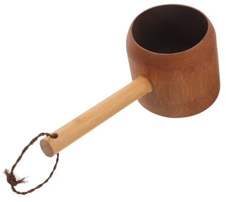HAWILLOSCH Sturdy Bamboo Water Spoon Bath Ladle Shower Cup Hair Rinser Home Water Bucket