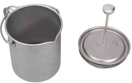 Uqezagpa Prensas francesas de metal inoxidables para camping, sistemas de vertido con malla de 3 capas, equipo de café, sin filtro, prensas de metal