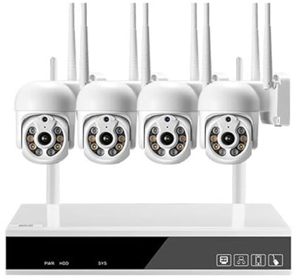 JOXLOVER di Telecamere di Sicurezza PTZ da 3 MP 8CH 2304 * 1296 Kit NVR Poe CCTV Set di Telecamere IP di Videosorveglianza in Metallo Bianco H.265X for Esterni per Esterni(None,8CH NVR And 4Cameras)