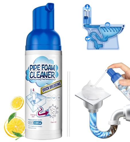 Schiuma Attiva per Tubature, Detergente per Scarico in Schiuma, Schiumas Pulisci Tubi Lavandino Anti-Odori e Mosca dei Bagni, Detergente per Scarichi, Cucina, Lavabo, WC, Vasche, 60ml