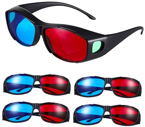 Hemobllo Lunettes 3D Rouges Et Bleues en Plastique Légères pour Visionnage De Films 3D en Groupe à La Maison, Lot De 5 Lunettes Confortables Et Immersives