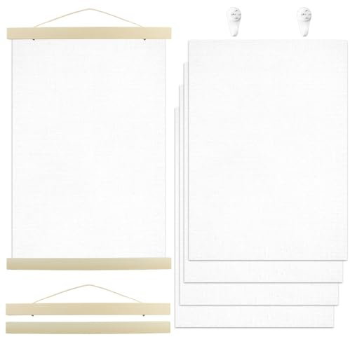 BITEFU 7 Stück Magnetische Posterschiene Set, Drucke Enthalten 2 Magnetische Posterschiene 30cm, 5 Leinwand und 2 Der Haken Posterhalter Holz Bringen für Poster, Bilderrahmen Kunstwerk, Fotos