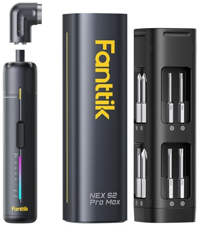 Fanttik S2 Pro Max Electric Screwdriver, Cordless Screwdriver Set, 7 Torque Settings, 0.5 to 6N.m, 16 Magnetic Bits, 1/4''Hex Shank, with Separate 90° Angle Adapter for Tight Space and Household DIY