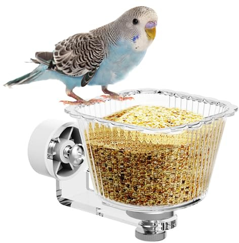 para Pájaros Y Aves - Bowl de Alimentación Transparente Antivuelco,Plato para Alimento de Pájaros - de Jaula Cacatúa, Conuro, Periquito, Pinzón y Agapornis