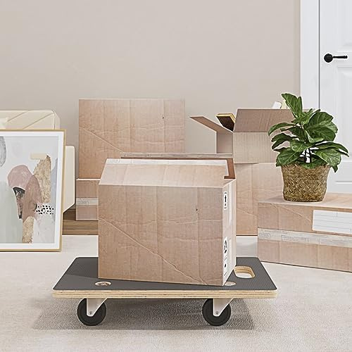Sperrholz Rollbrett 2 STK., Rechteckige Möbelroller 60x40x11,5 cm, 250 kg Tragfähigkeit, Anti-Rutsch-Oberfläche, Abriebfeste Lenkrollen, mit Tragegriff für sicheren Transport
