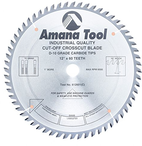 Amana Tool - 612601 Carbide Tipped Heavy Duty General Purpose 12 Dia x 60T Tcg, 10 De