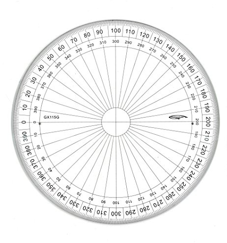 GRAPHOPLEX Rapporteur cercle entier 15cm grades Transparent