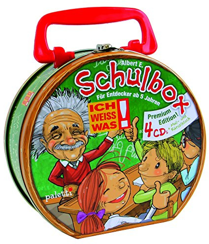Albert E. Ich weiss was! - Schulbox - CD-Koffer mit 4 Wissen-CDs und 1 Rätsel- und Malblock
