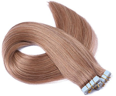 Tape In - On Hair Extensions - # 12 - HELLBRAUN - 60cm - 40 Tressen je 4cm Breit / 2,5g - 100% Remy Echthaar Haarverlängerung/Extention mit Klebeband Tressen by NOVON Hair Extentions