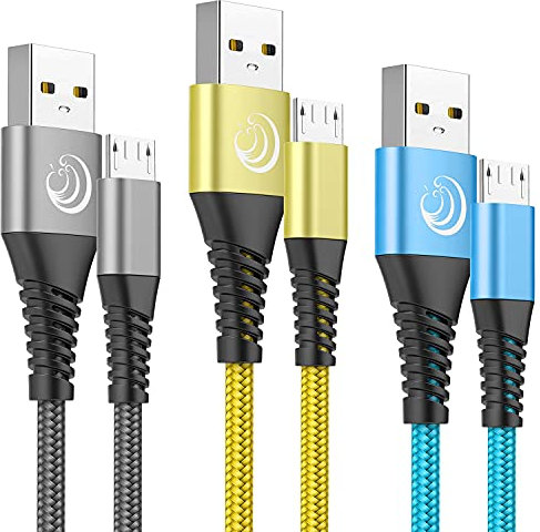 Yosou Micro USB Cable 2m 3Pack Android Charger Cable Fast Charging Cable Nylon Micro USB Charger Lead Compatible with Samsung Galaxy S6 edge S7 S5 J7 J5 J3,LG,Sony,PS4,Xbox,Huawei Honor 7X,Y6/Y7 2019