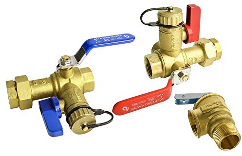 HYDRO MASTER Tankless Water Heater Service Valve Kit with Pressure Relief Valve 3/4-Inch IPS Isolator Clean Brass