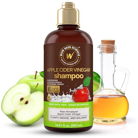 WOW Skin Science Shampooing au vinaigre de cidre de pomme, la perte de cheveux et les pellicules Brun 16,9 Fl Oz (lot de 1)